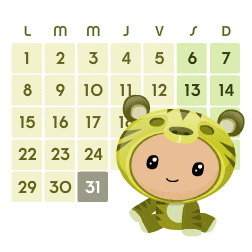 Kawaii Tiger Calendar